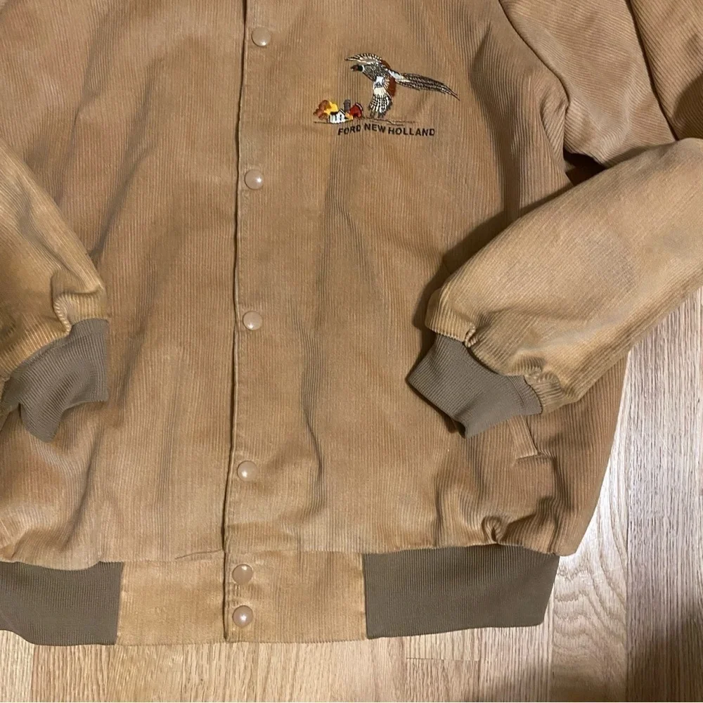 Vintage K-Brand Ford New Holland Corduroy Jacket Pheasant Embroidered XL
